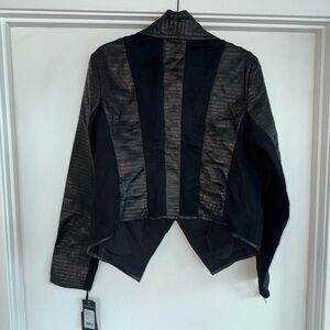 Blanc Noir Black Drape Leather Jacket